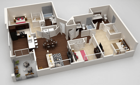 Floor plan for 3 beds, 3 baths, 1578 sqft
